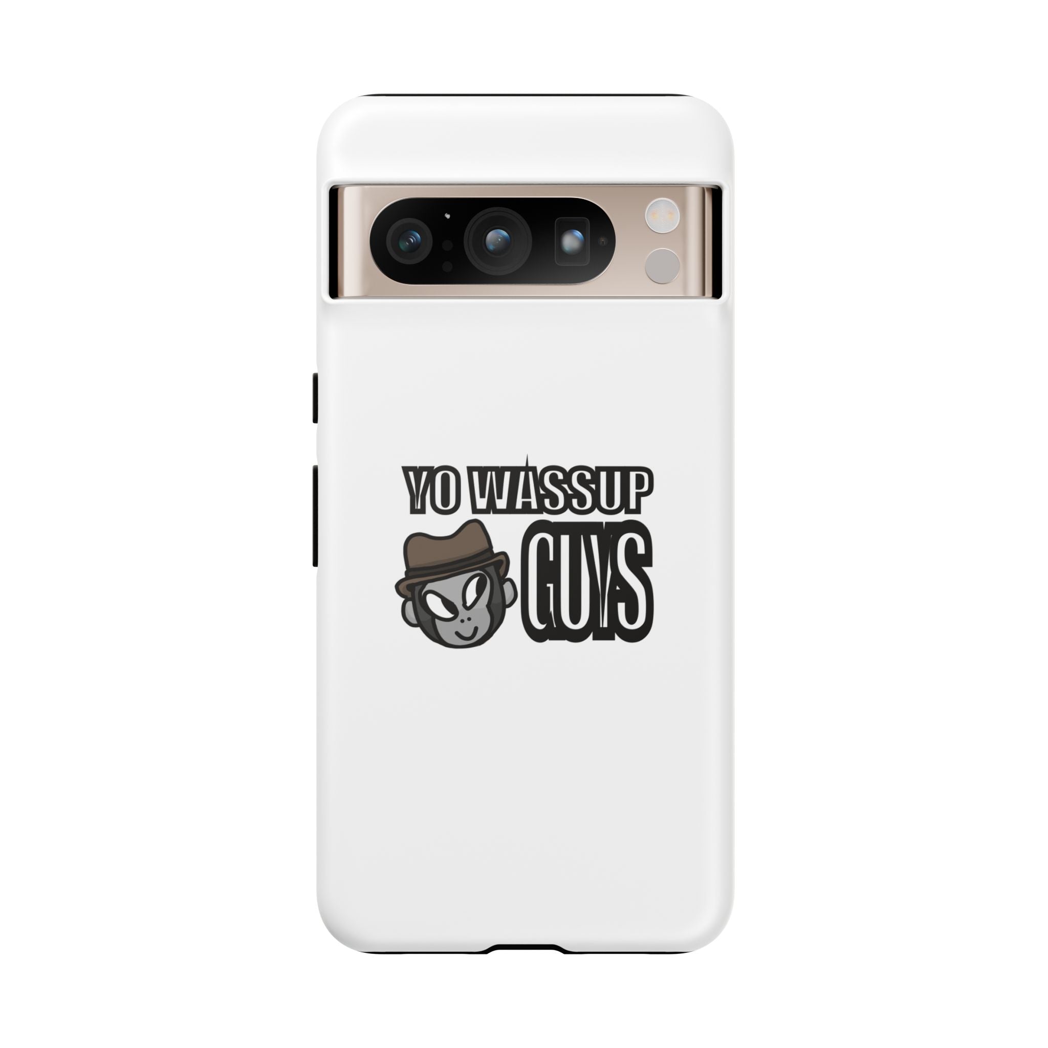 Yo Wassup Guys Phone Case — Retro Cartoon Hat Character Tough Protective Cover
