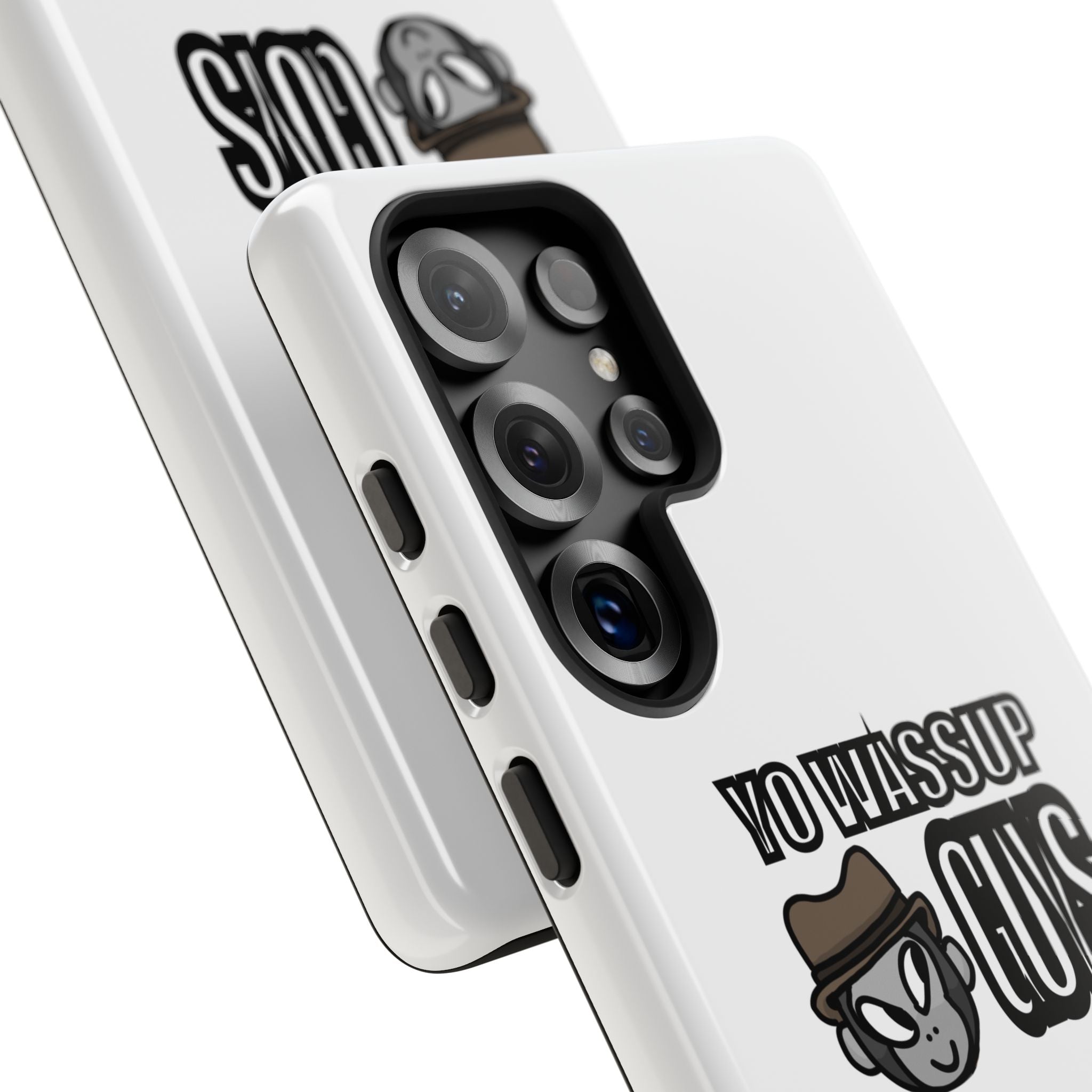 Yo Wassup Guys Phone Case — Retro Cartoon Hat Character Tough Protective Cover