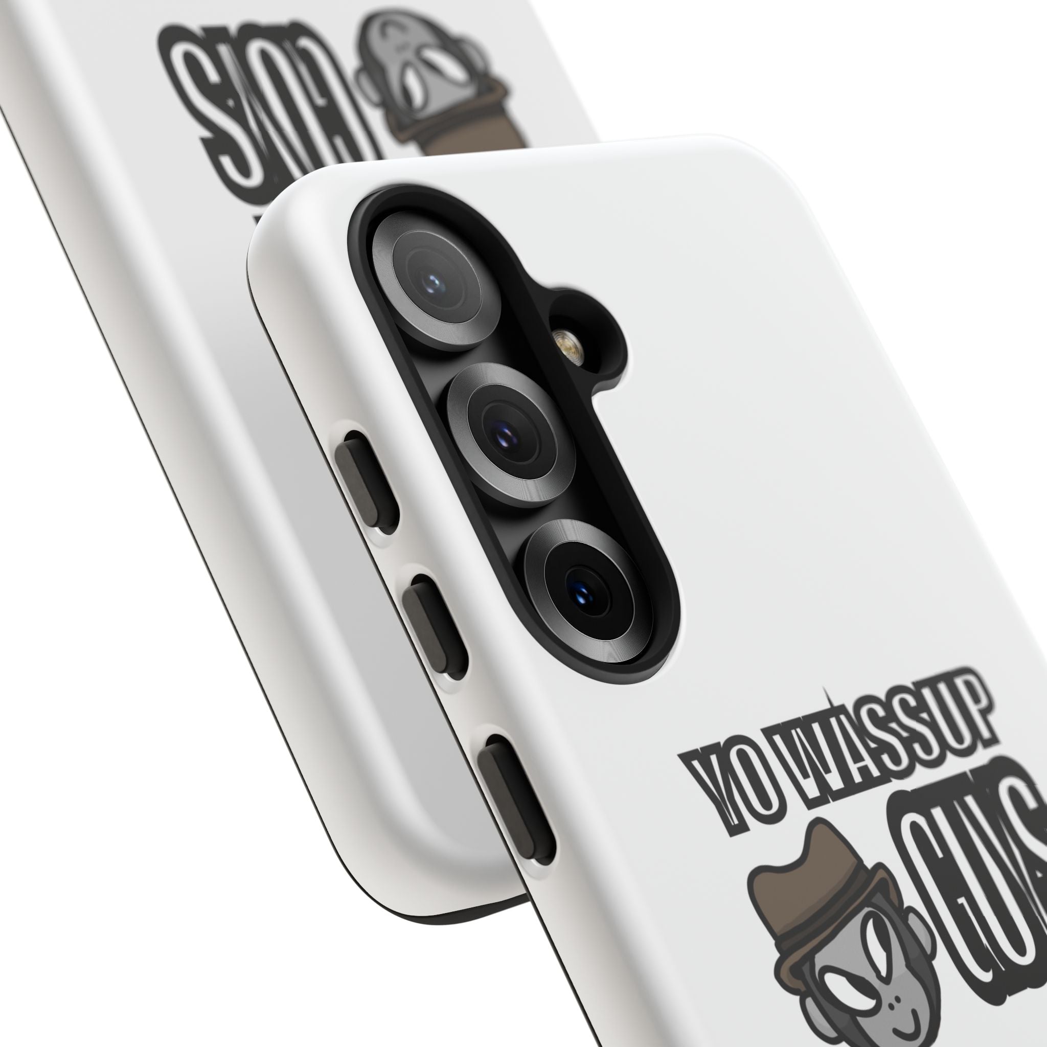 Yo Wassup Guys Phone Case — Retro Cartoon Hat Character Tough Protective Cover