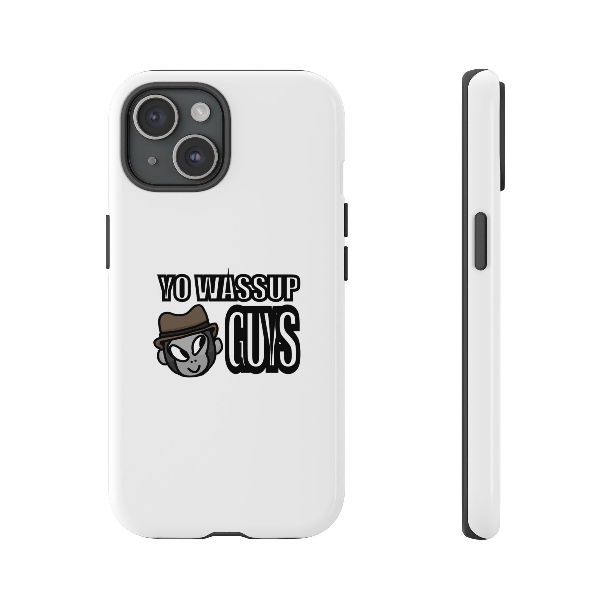 Yo Wassup Guys Phone Case — Retro Cartoon Hat Character Tough Protective Cover