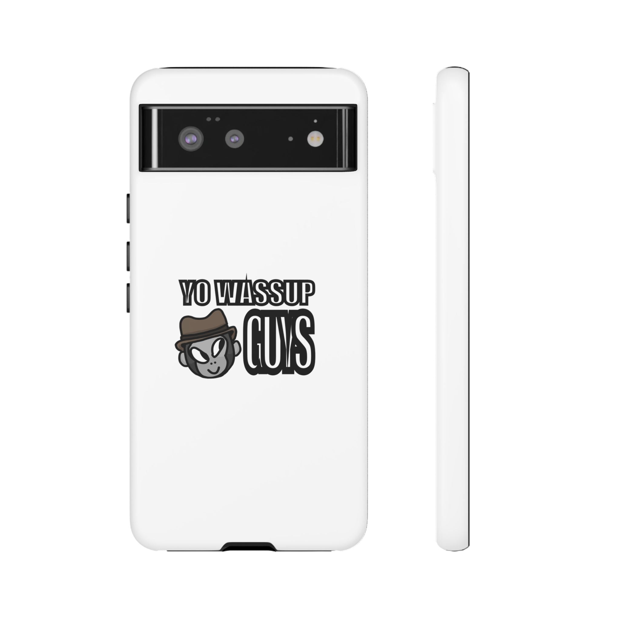 Yo Wassup Guys Phone Case — Retro Cartoon Hat Character Tough Protective Cover