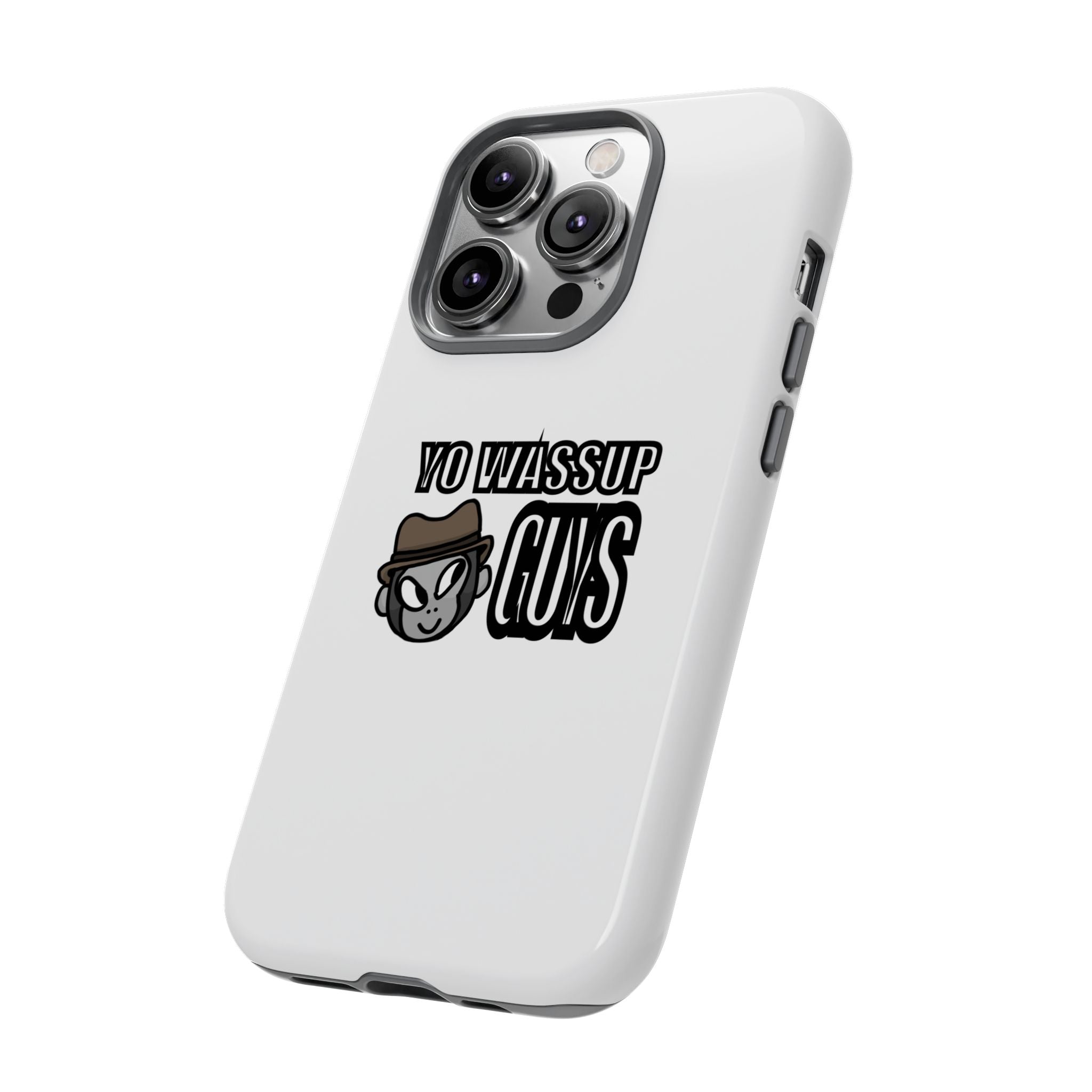 Yo Wassup Guys Phone Case — Retro Cartoon Hat Character Tough Protective Cover