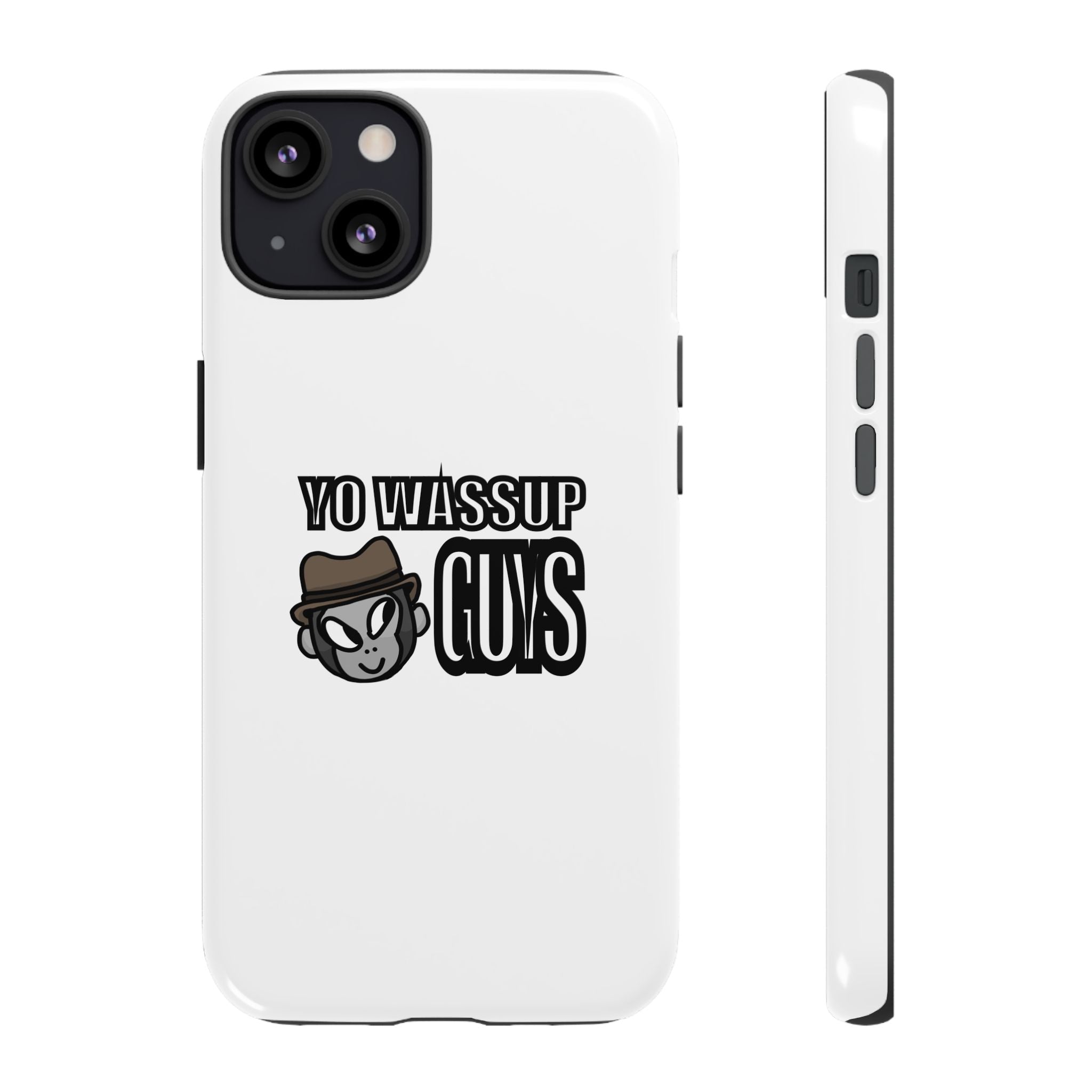 Yo Wassup Guys Phone Case — Retro Cartoon Hat Character Tough Protective Cover