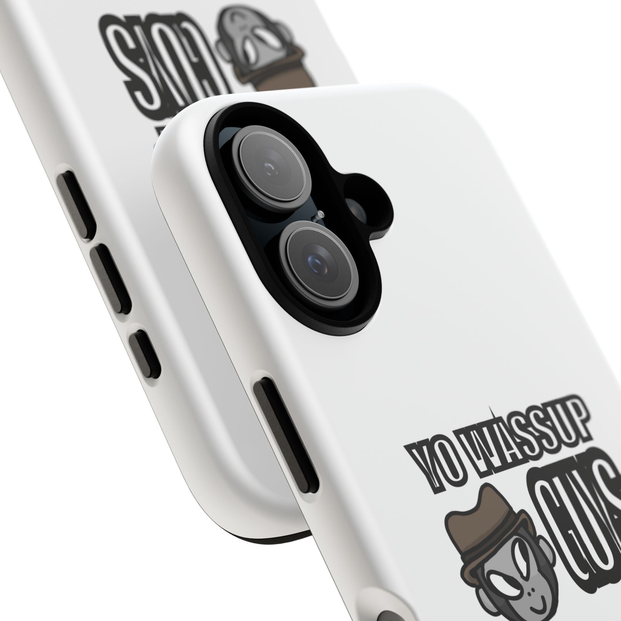 Yo Wassup Guys Phone Case — Retro Cartoon Hat Character Tough Protective Cover