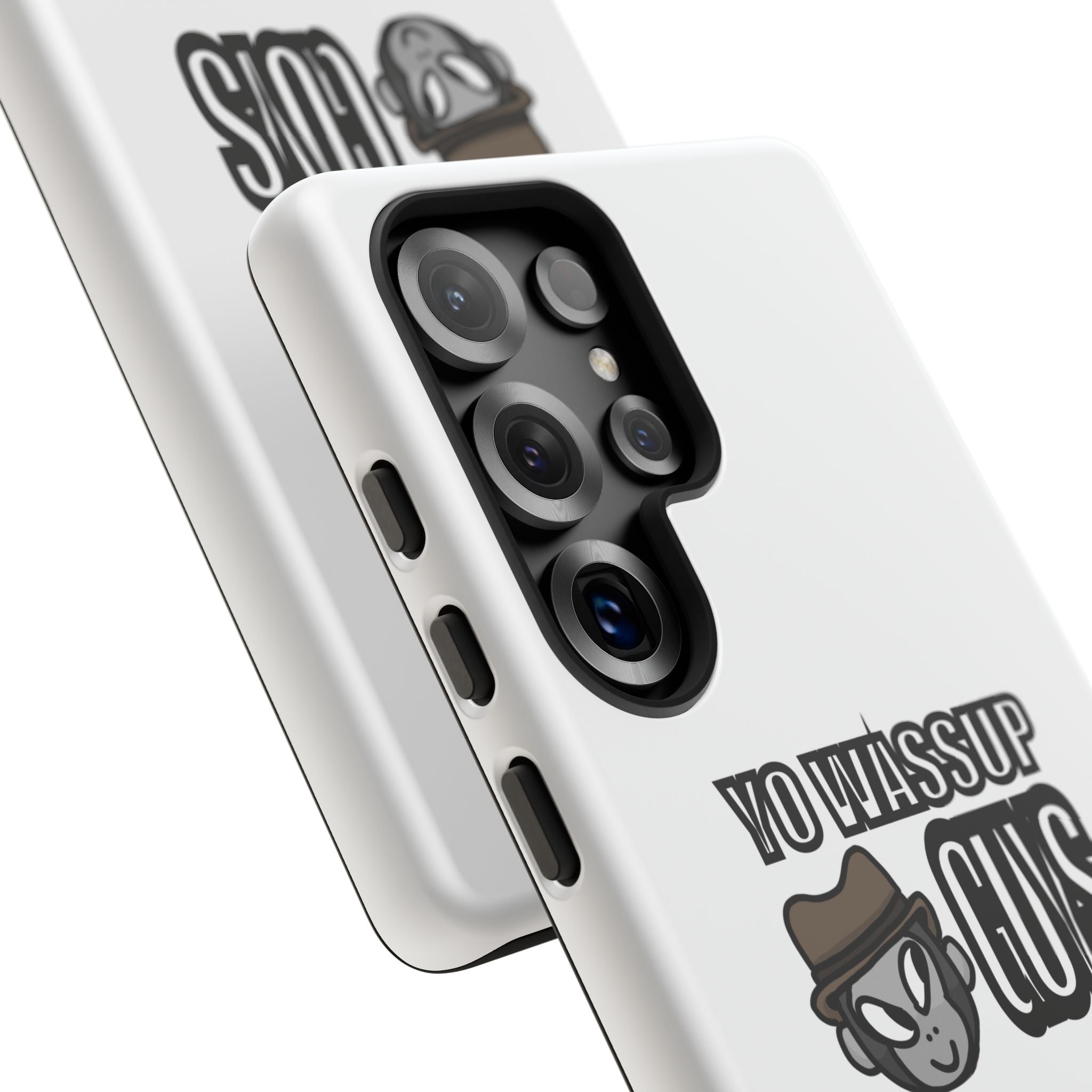 Yo Wassup Guys Phone Case — Retro Cartoon Hat Character Tough Protective Cover