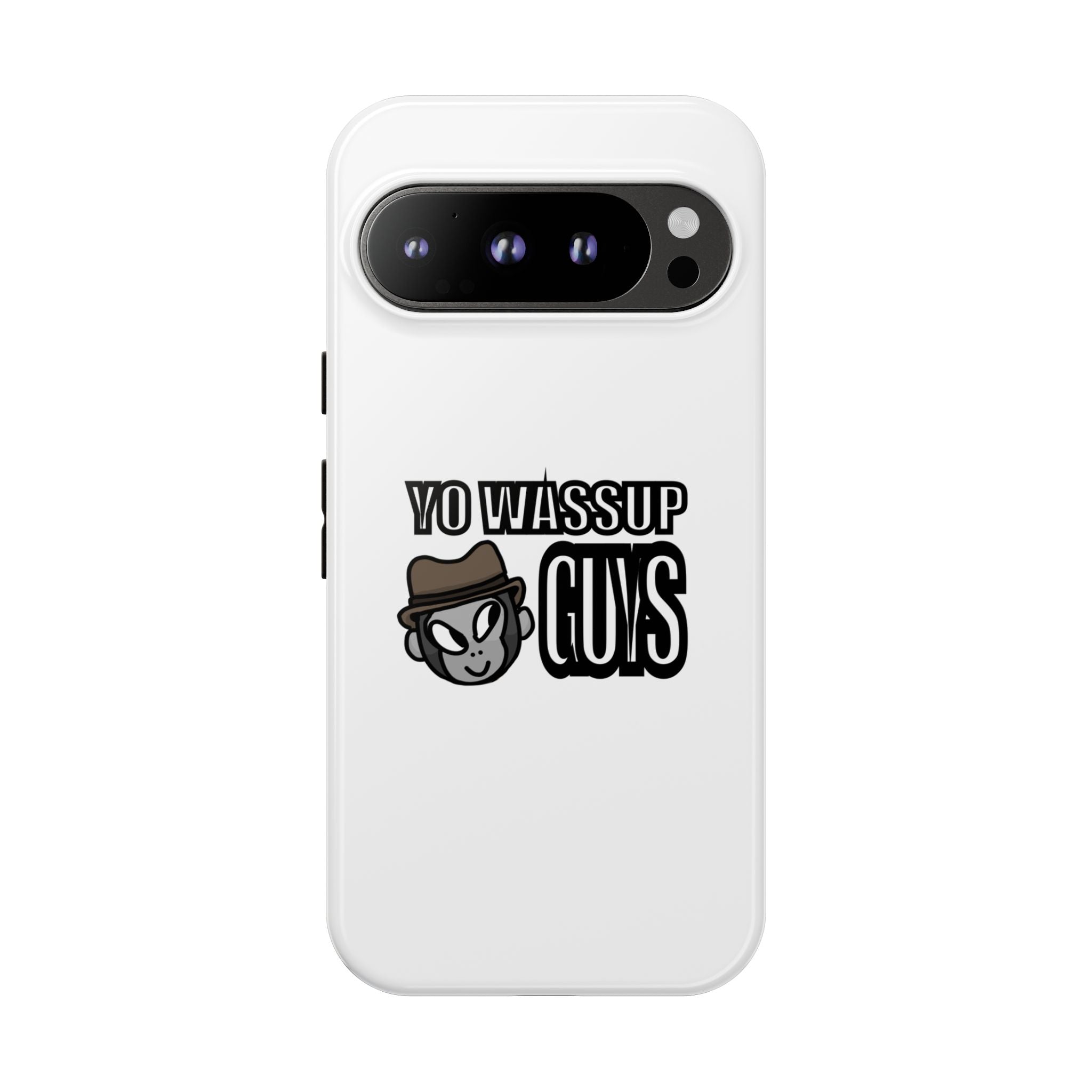 Yo Wassup Guys Phone Case — Retro Cartoon Hat Character Tough Protective Cover