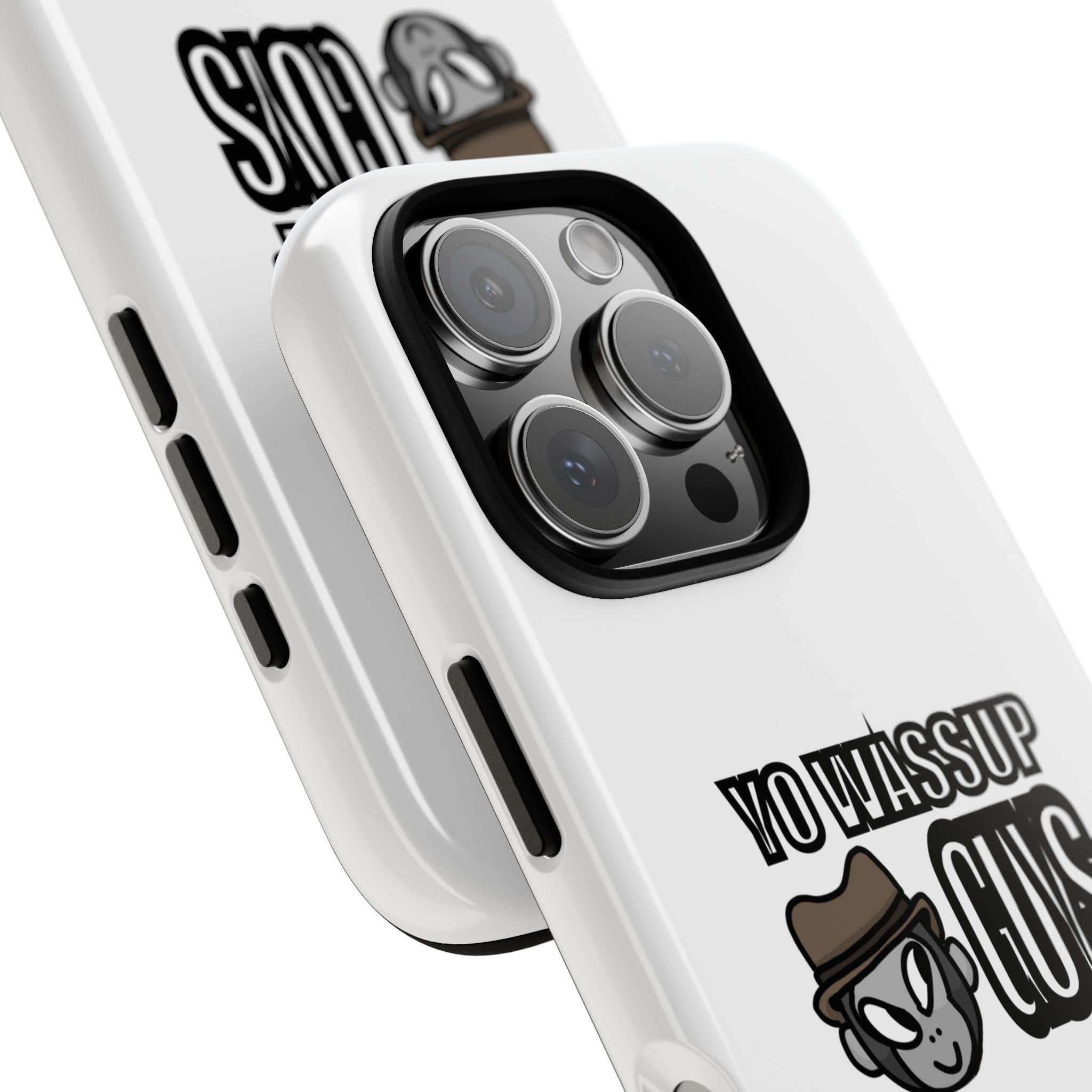 Yo Wassup Guys Phone Case — Retro Cartoon Hat Character Tough Protective Cover