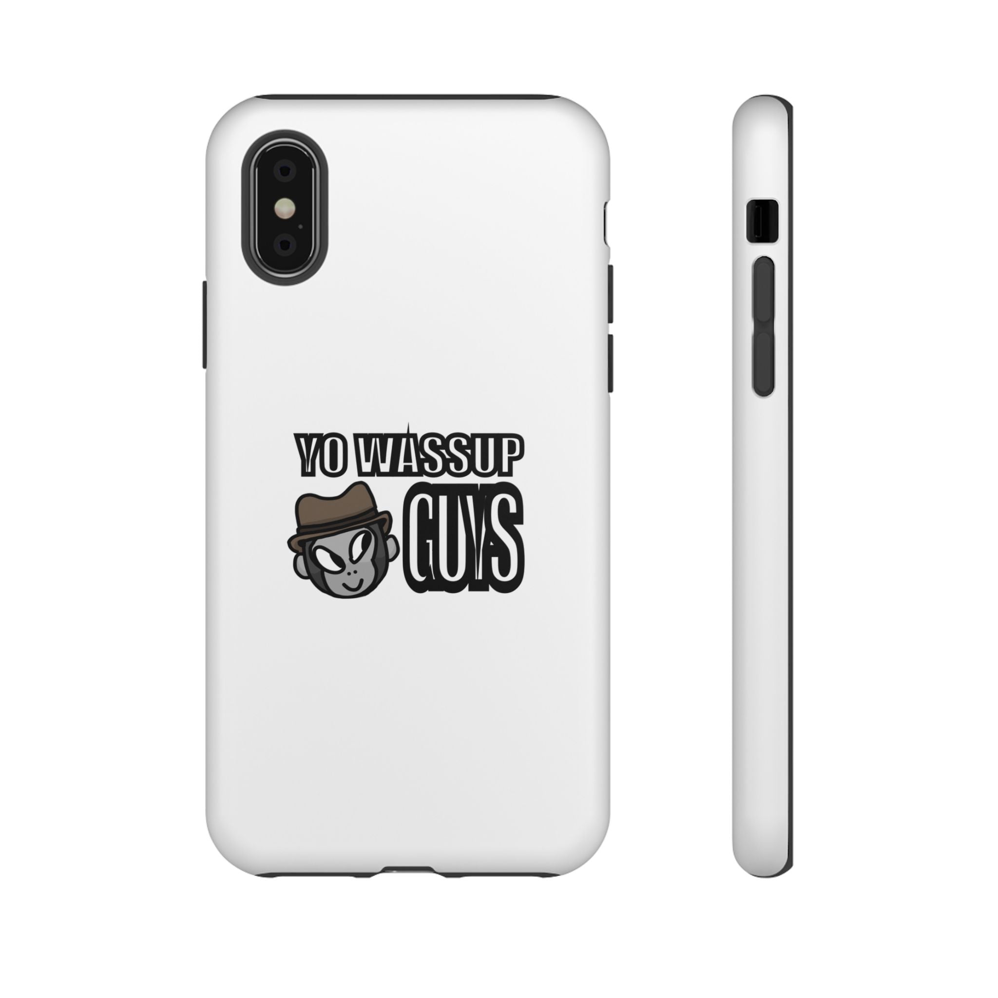 Yo Wassup Guys Phone Case — Retro Cartoon Hat Character Tough Protective Cover