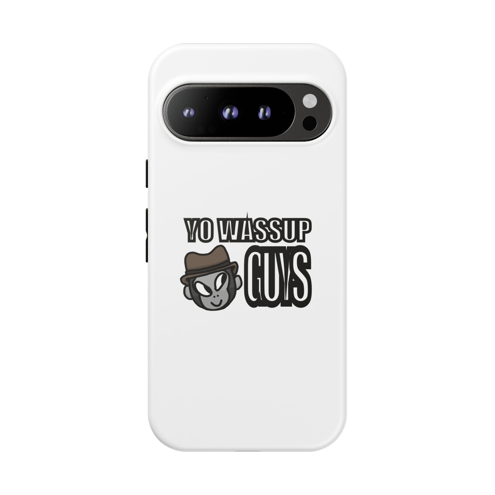 Yo Wassup Guys Phone Case — Retro Cartoon Hat Character Tough Protective Cover