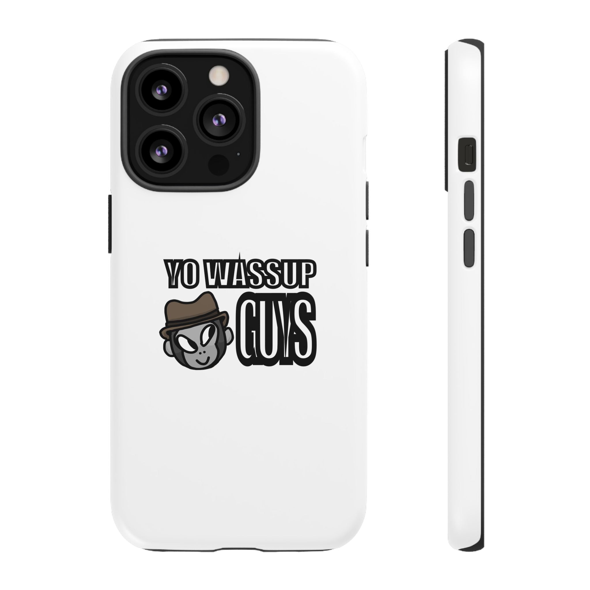 Yo Wassup Guys Phone Case — Retro Cartoon Hat Character Tough Protective Cover