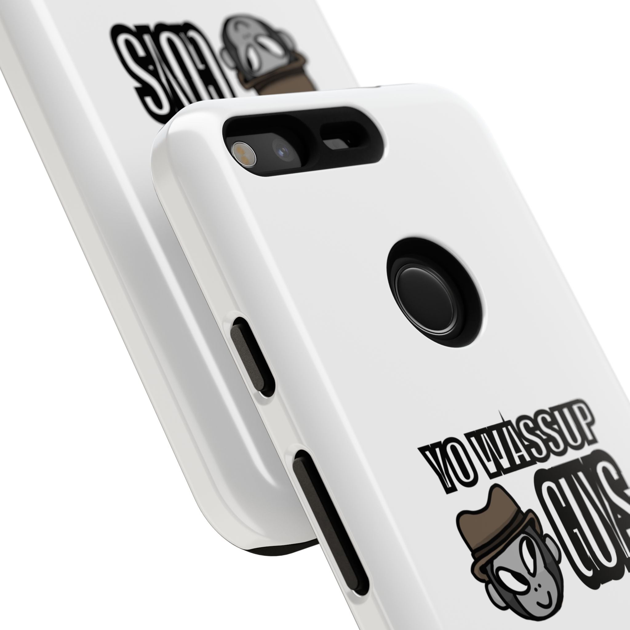 Yo Wassup Guys Phone Case — Retro Cartoon Hat Character Tough Protective Cover
