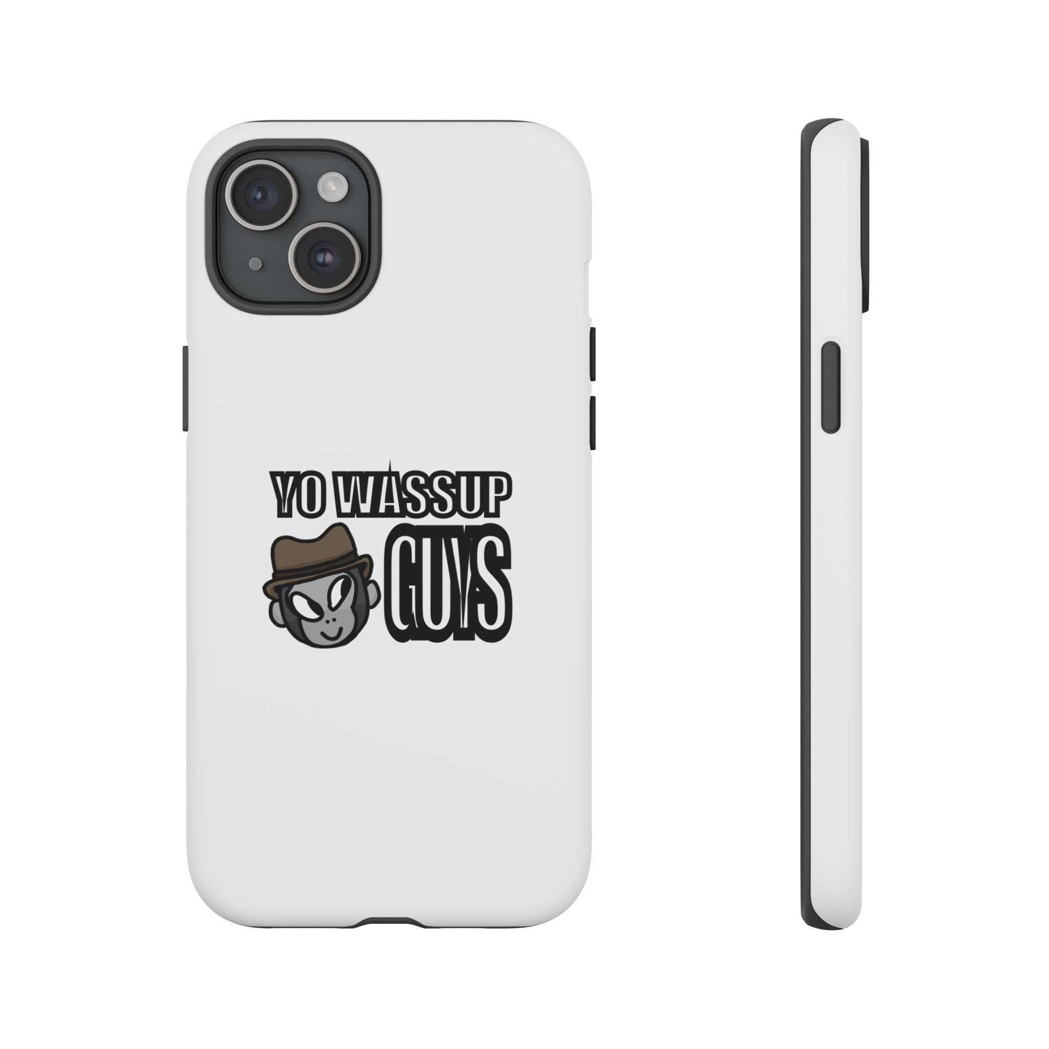 Yo Wassup Guys Phone Case — Retro Cartoon Hat Character Tough Protective Cover