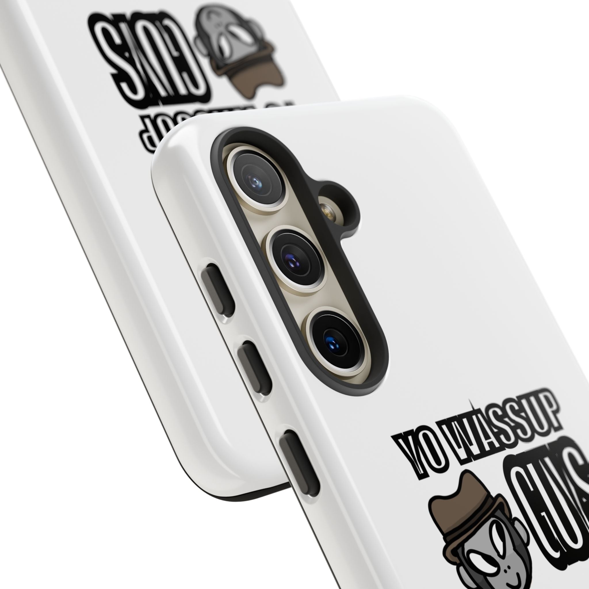 Yo Wassup Guys Phone Case — Retro Cartoon Hat Character Tough Protective Cover