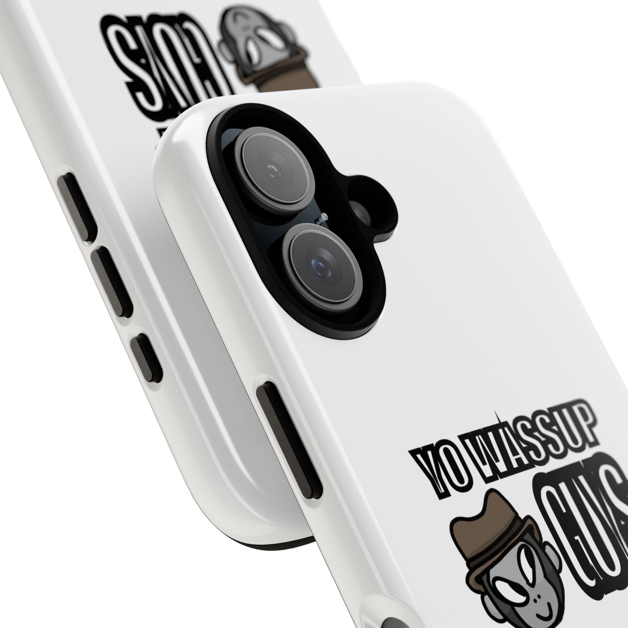 Yo Wassup Guys Phone Case — Retro Cartoon Hat Character Tough Protective Cover