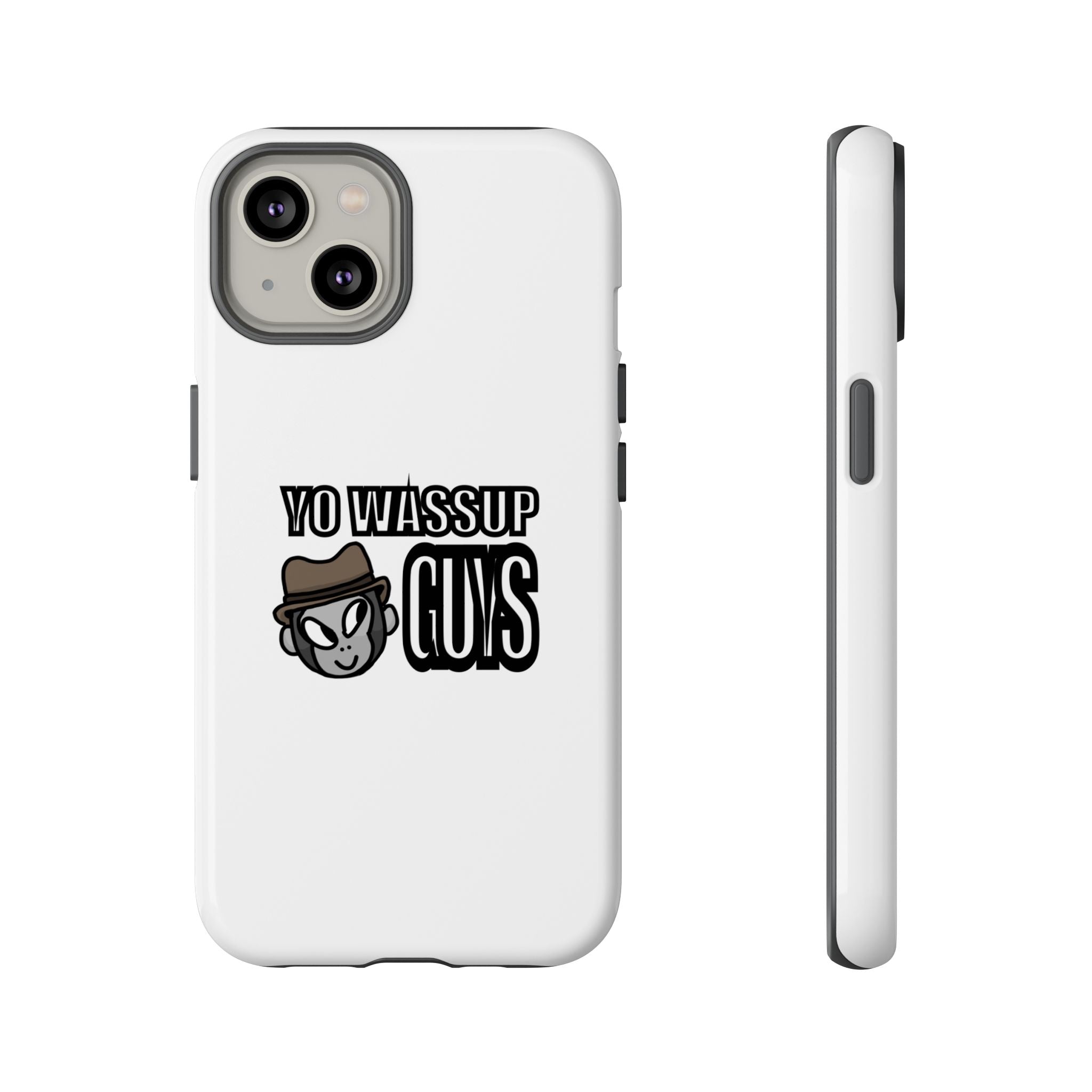 Yo Wassup Guys Phone Case — Retro Cartoon Hat Character Tough Protective Cover