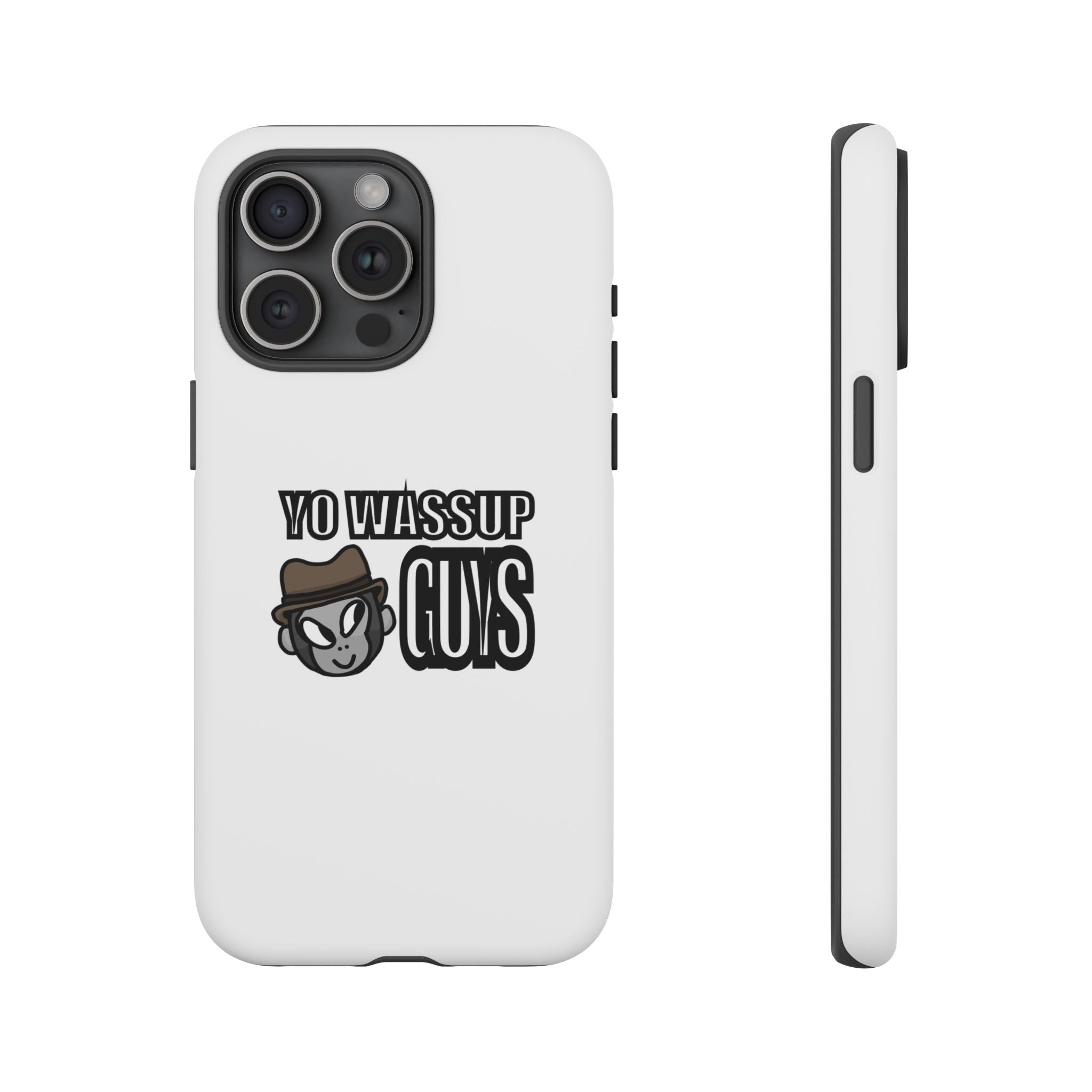 Yo Wassup Guys Phone Case — Retro Cartoon Hat Character Tough Protective Cover