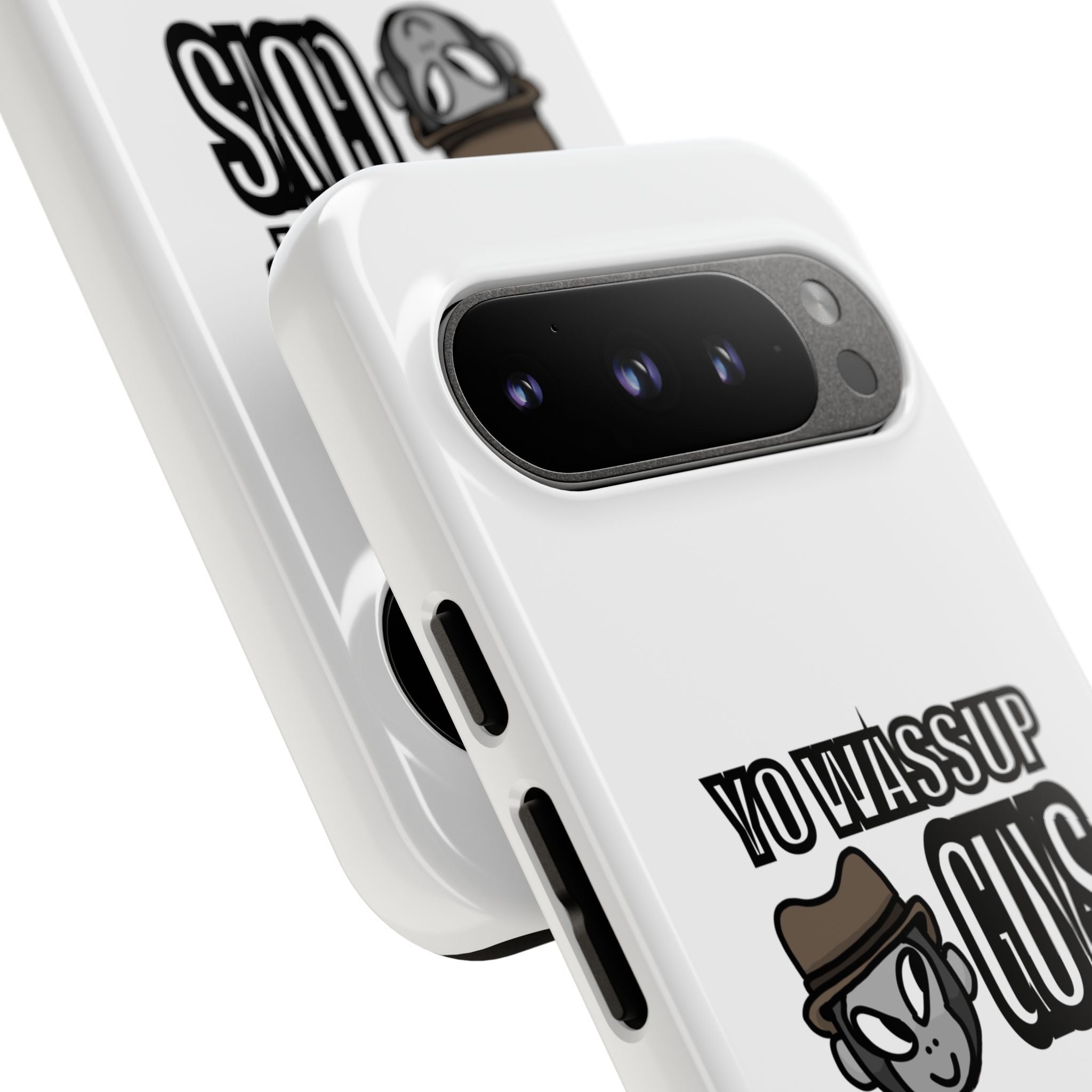 Yo Wassup Guys Phone Case — Retro Cartoon Hat Character Tough Protective Cover