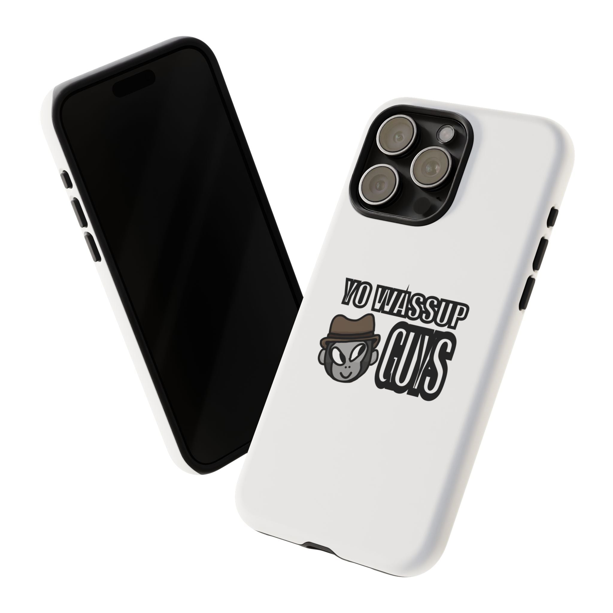 Yo Wassup Guys Phone Case — Retro Cartoon Hat Character Tough Protective Cover