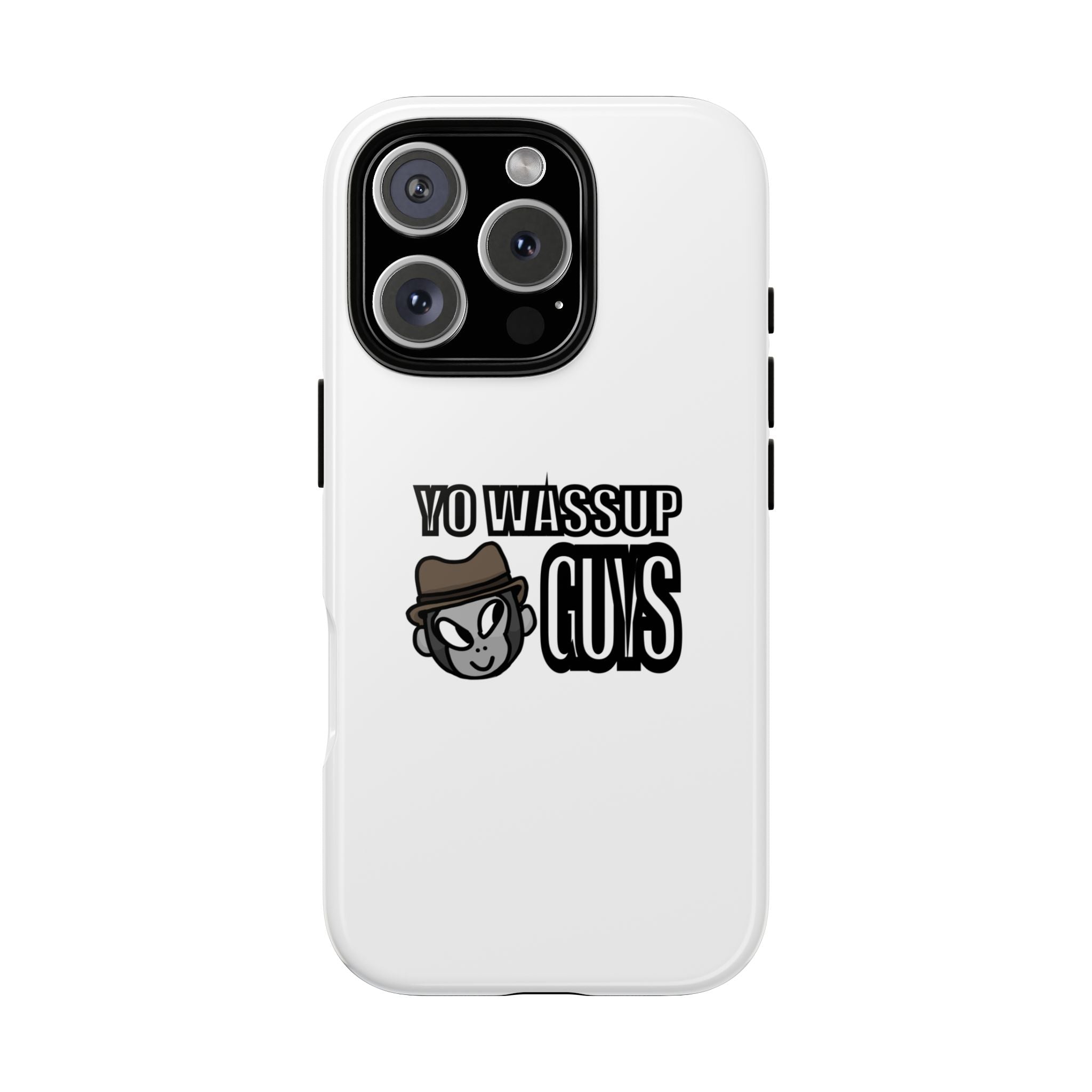 Yo Wassup Guys Phone Case — Retro Cartoon Hat Character Tough Protective Cover