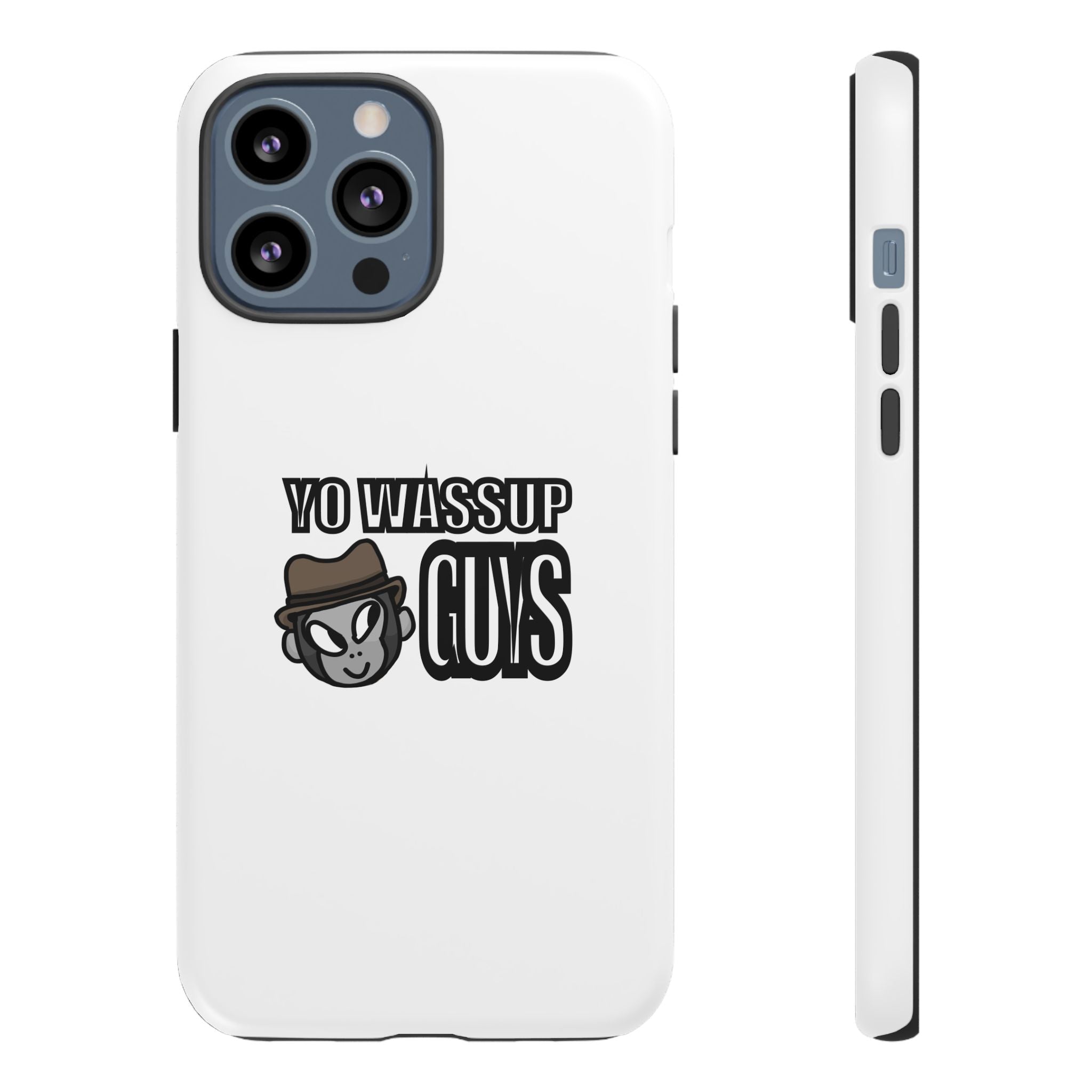 Yo Wassup Guys Phone Case — Retro Cartoon Hat Character Tough Protective Cover