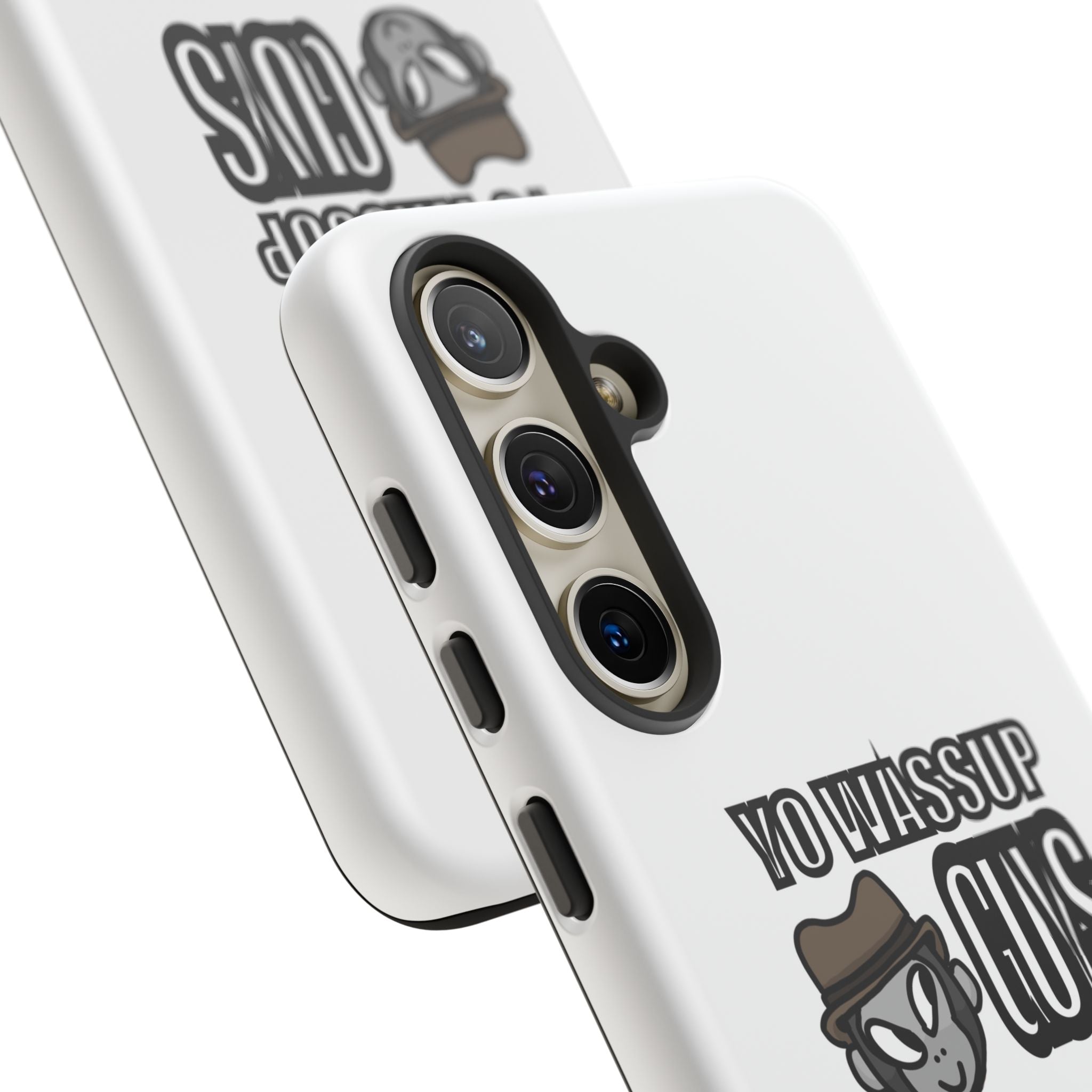 Yo Wassup Guys Phone Case — Retro Cartoon Hat Character Tough Protective Cover