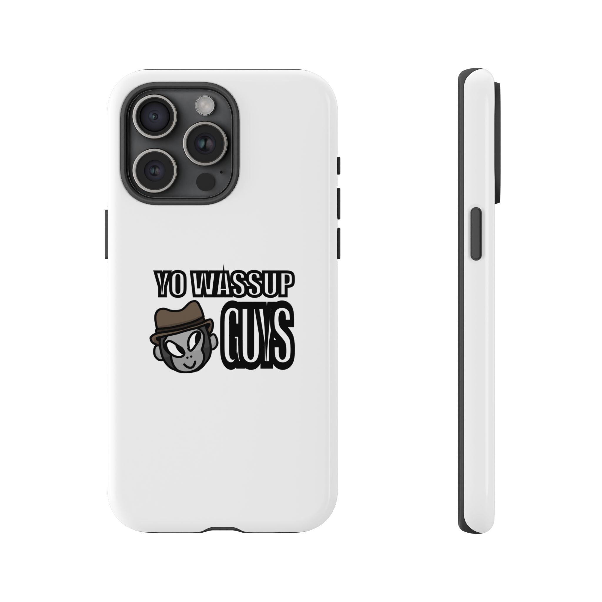 Yo Wassup Guys Phone Case — Retro Cartoon Hat Character Tough Protective Cover