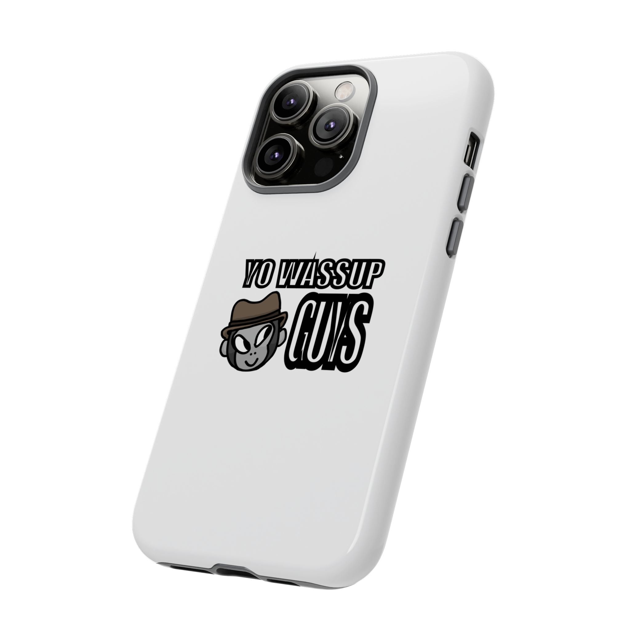 Yo Wassup Guys Phone Case — Retro Cartoon Hat Character Tough Protective Cover