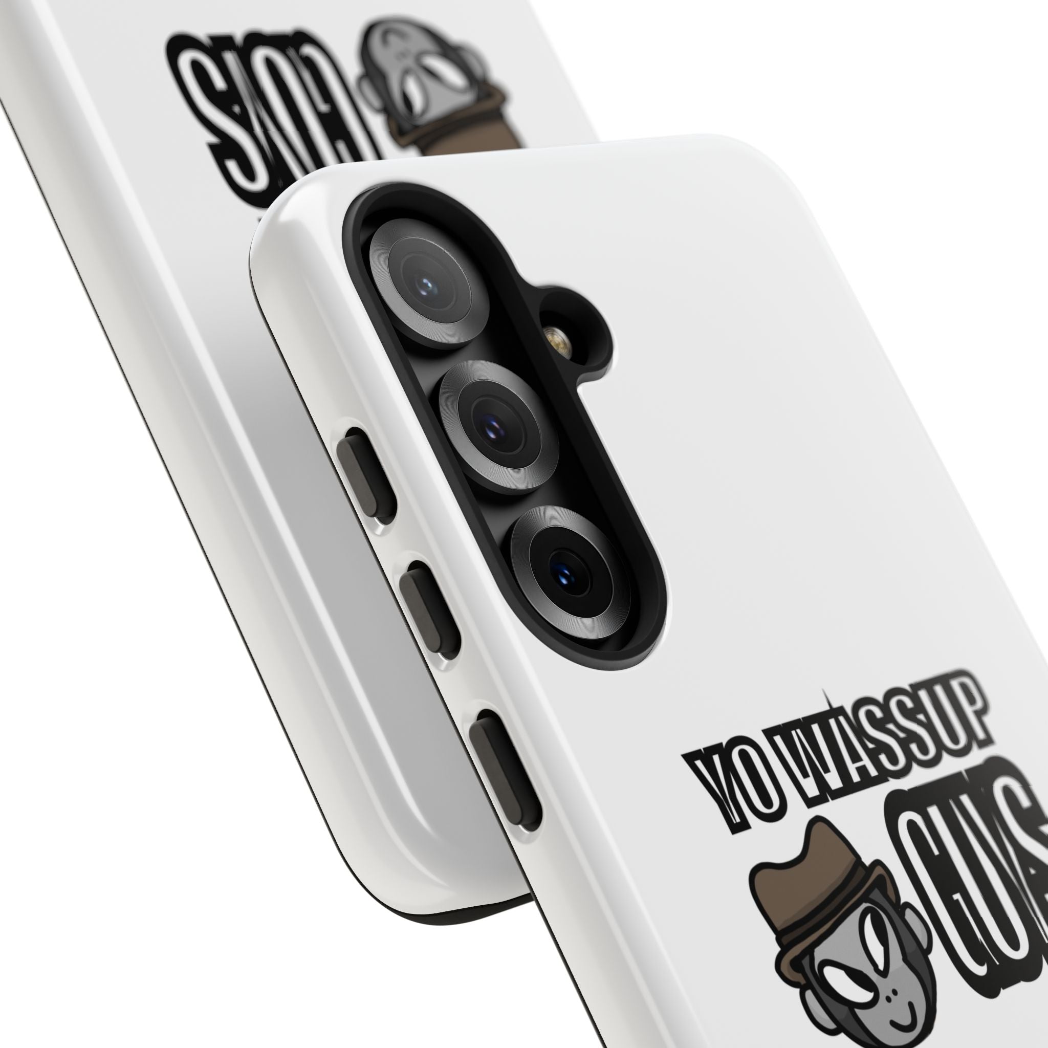 Yo Wassup Guys Phone Case — Retro Cartoon Hat Character Tough Protective Cover