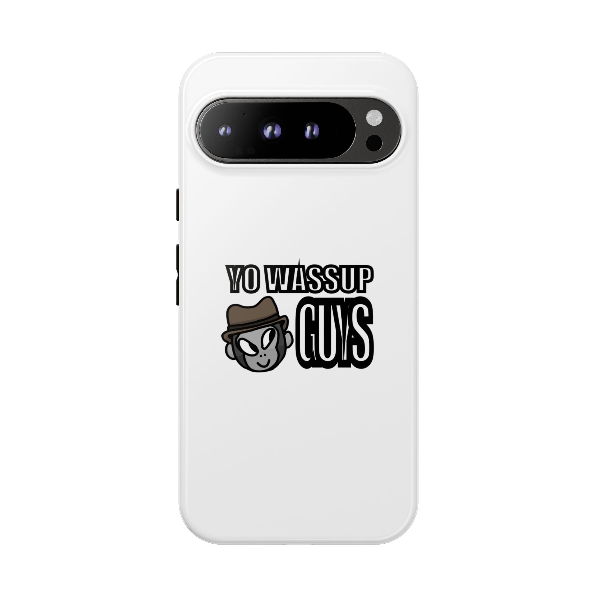 Yo Wassup Guys Phone Case — Retro Cartoon Hat Character Tough Protective Cover